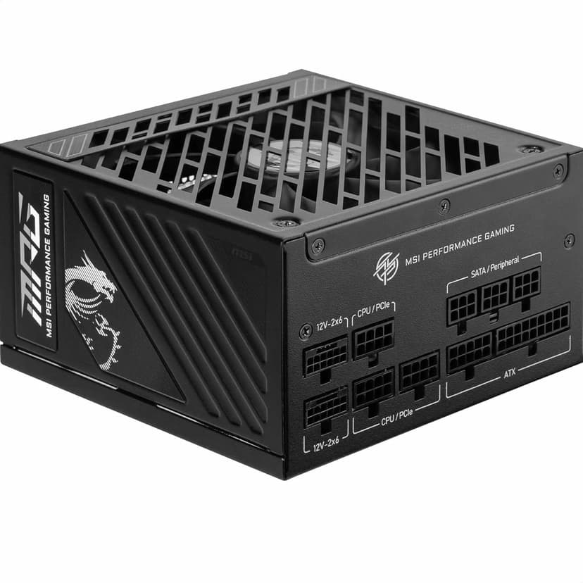 MSI MPG A1000GS PCIE5 Power Supply, 1000W, 80 Plus Gold, ATX 3.1, PCIe 5.1 GPU Support, Dual Native 12V-2x6, Cable with Two Tone 12V-2x6 Ports, ATX Power Supply, Modular Cables - 1
