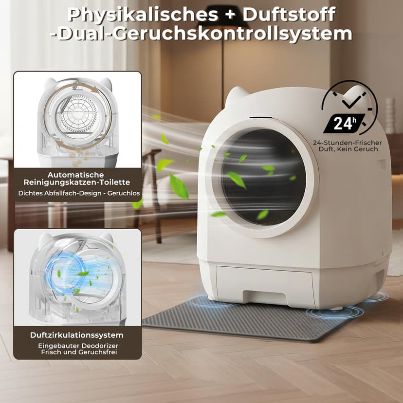 Devoko 90L Self cleaning cat litter tray,APP Control,6 safety sensors,Easy Clean litter robot,Extra Large litter boxes for Multiple Cats,Anti-pinch Smart Robot,Automatic cat litter tray for Multi-Cats - 3