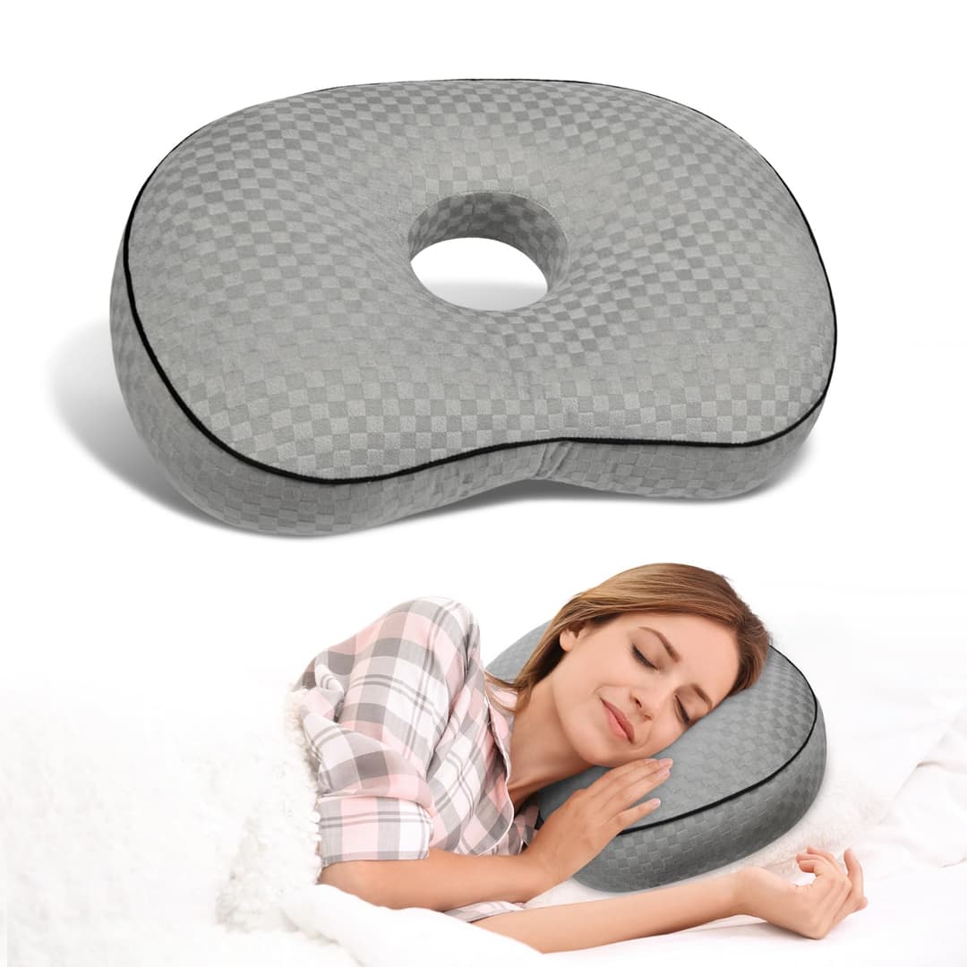Babyezz Ear Piercing Pillow for Side Sleepers with Ear Ho…