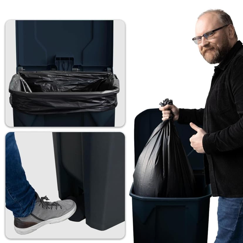 Floordirekt 50 Litre Rubbish Bin, Grey Lid, Kitchen and Office Rubbish Bin, Separate Collection System, Pedal Bin with Step-On Mechanism, Olaf Waste Bin - 4