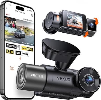 VANTRUE N2X 2.7K+1080P Dashcam Voiture Avant Intérieur, S…