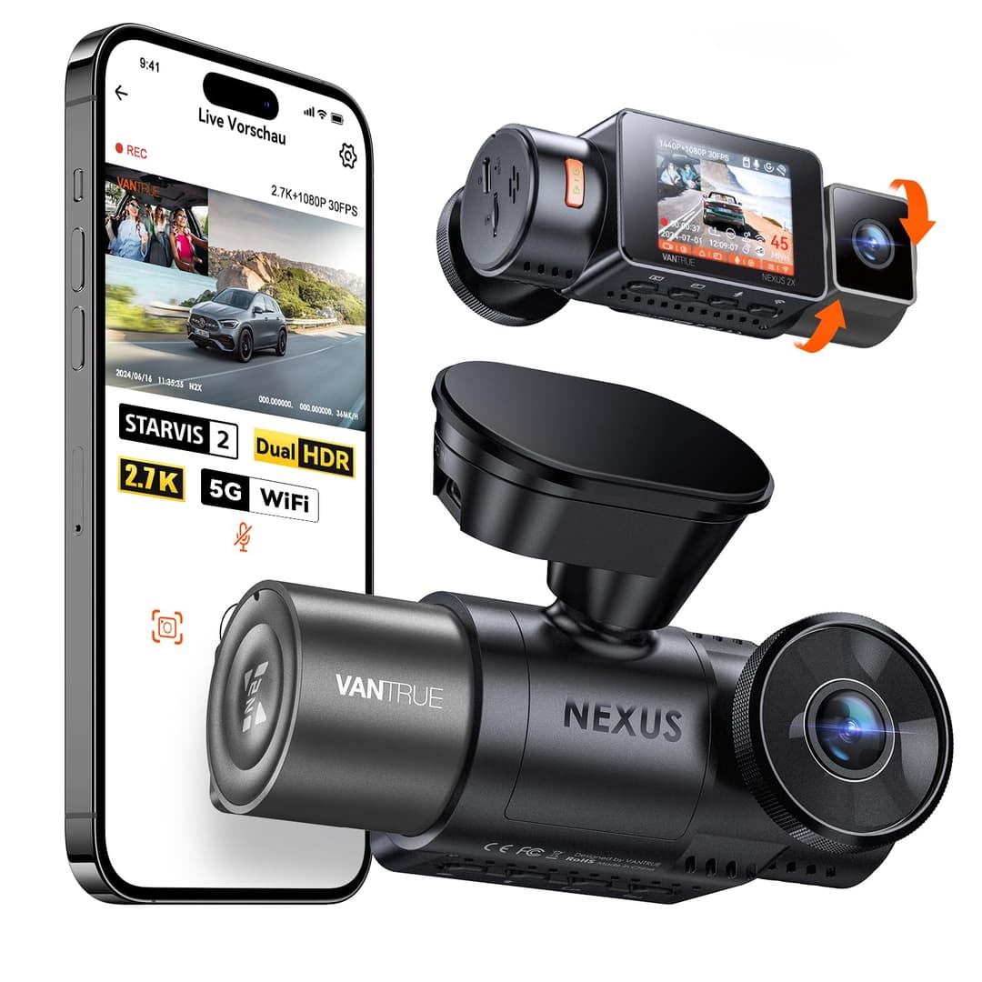 VANTRUE N2X 2.7K+1080P Dashcam Voiture Avant Intérieur, S…