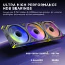 Jungle Leopard Interstellar-V2 Daisy Chain RGB PC Ventilateur 120MM 3er Pack,1850RPM/68CFM/2.4mmH2O/24LEDs,5V3PIN ARGB und 12V4PIN PWM Ventilateur (3, Black, 120MM-Reverse) - 3