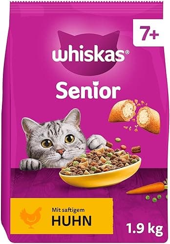Whiskas Senior Cat Food Dry Food for Older Cats From 7 Years (6 x 1,9 kg)