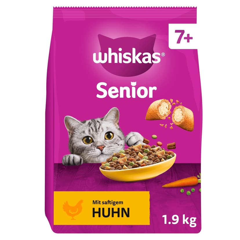 Whiskas Senior Cat Food Dry Food for Older Cats From 7 Years (6 x 1,9 kg) - 1