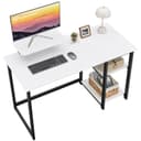 GreenForest Bureau avec Rangement,100 x 50cm Bureau d’Ordinateur avec Support de Moniteur,Bureau Gaming avec Étagères de Réversibles,Petite Bureaux à Domicile et Postes de Travail Informatiques,Blanc - 1