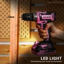 Power Drill Cordless: DEKOPRO Pink Cordless Drill 20V Electric Power Set Tool for Women Drills with Battery and Charger Drills Driver Kit - 6