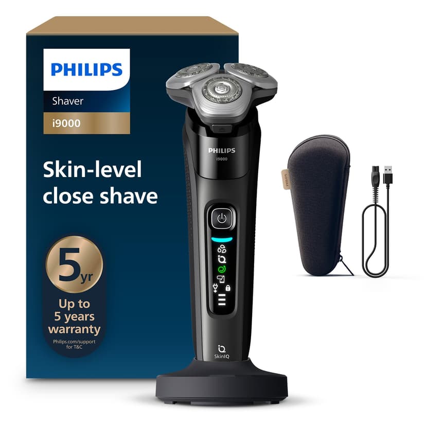 Philips Shaver i9000, Wet & Dry Electric Shaver, Ink Black, with Skin IQ Technology, Triple Lift & Cut System, 360 Rotating Dual SteelPrecision Blades, Model X9000/10 - 1