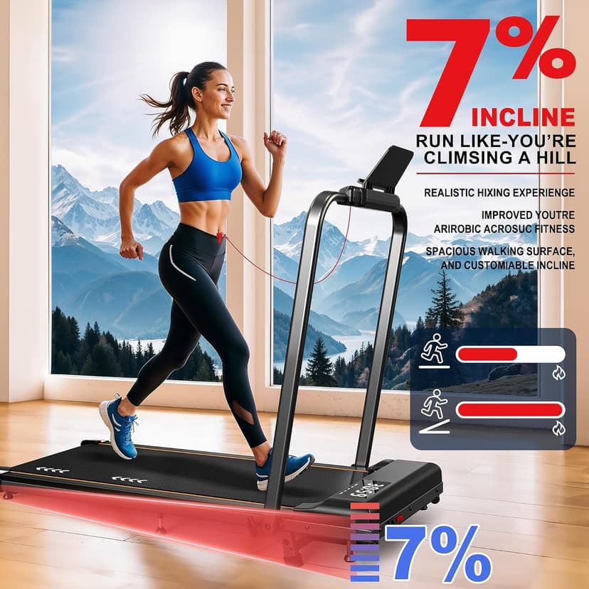 VOWVIT Tapis de Course 4en1 Tapis de Marche Inclinable | Walking Pad 12km/h Pente 7%,2.5HP,Tapis Roulant électrique Pliant,Compact et Portable - 5