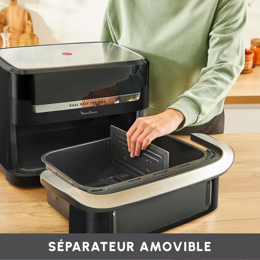 Moulinex Easy Fry Dual Flex, Air Fryer, Large Drawer 9L, Double Zone, Removable Divider, Up to 8 People, 7 Intuitive Programs, EZ9228F0, Black - 5