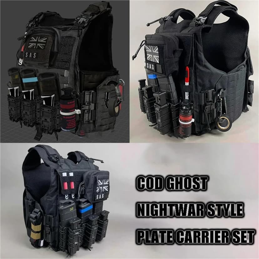 COD Ghost Style Chest Equipment Full Set Tactical Airsoft Outdoor Hunting Gear Breathable Vest Pouch Set - 2