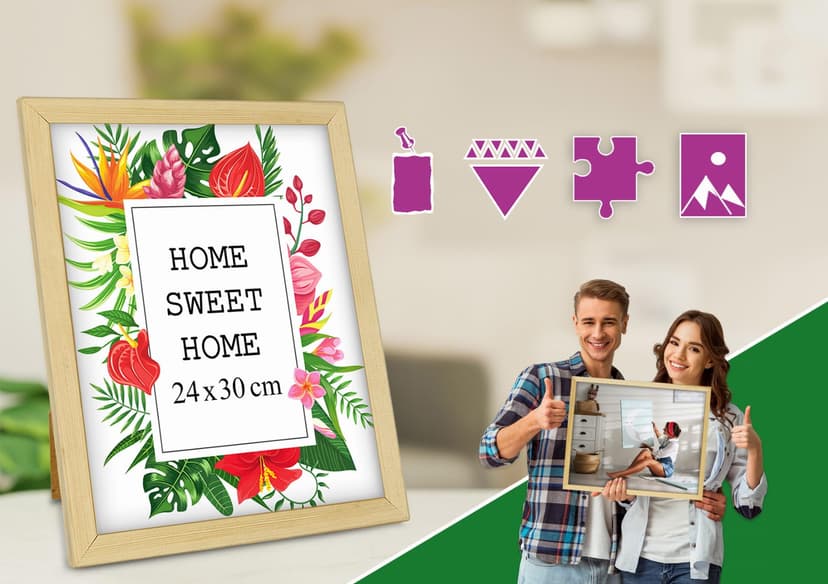 MG Design Cadre photo en bois 24 x 30 cm Naturel – plexiglas transparent, à suspendre vertical et horizontal – pour photos, posters et puzzles - 5