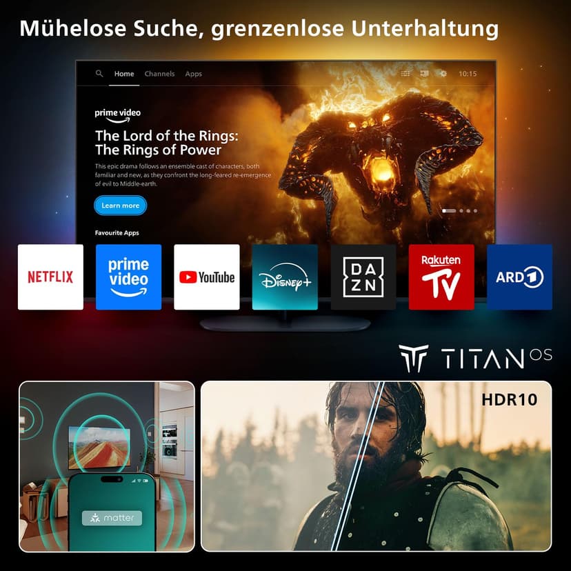 Philips 32PFS6000 2K HD LED Smart TV - Écran 32 Pouces avec Pixel Plus, Plateforme Titan OS et Son Dolby Digital - Compatible Alexa et Assistant Vocal Google - 7