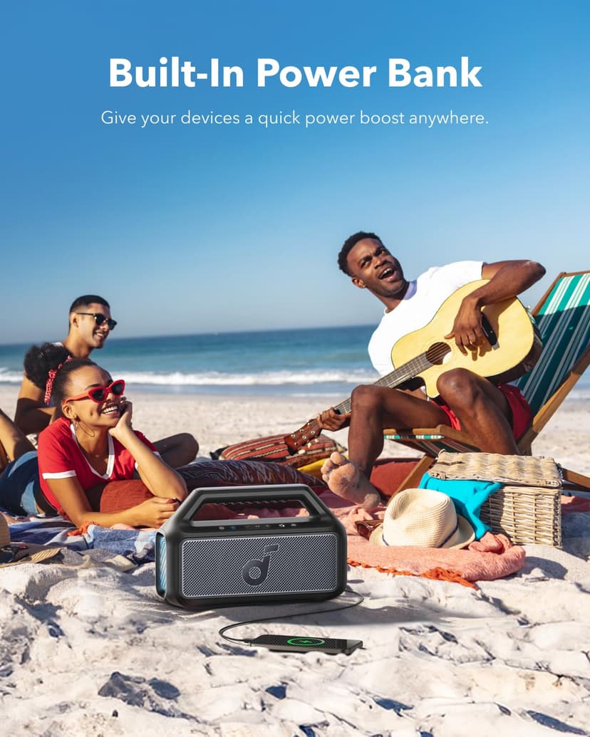 soundcore Anker Boom 2 Bluetooth Speaker, Outdoor Speaker with 80W, Subwoofer, BassUp 2.0, 24H Playtime, IPX7 Waterproof, Floatable, RGB Lights, Custom EQ, USB-C, Portable for Camping, Beach, Garden - 7