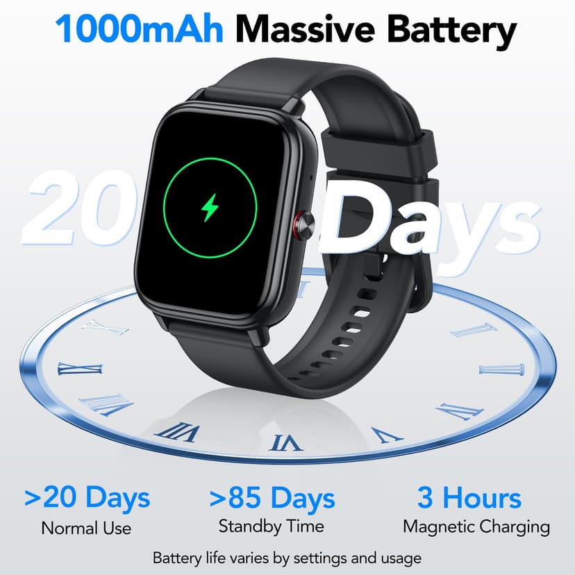 Women's Smart Watch, 1.83 Inch HD Smartwatch, 20 Days Battery Life with Bluetooth Call, Heart Rate Monitor, Sleep, Sports Watch with IP68 Waterproof, 112+ Sports Modes for Android/iOS - 2