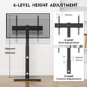 BONTEC TV Floor Stand for 30-70 Inch LED LCD OLED Flat Curved TVs, Height Adjustable Tall Swivel Standing TV Stand, Universal Freestanding Floor Standing TV Stand Base up to 40kg, Max VESA 600x400mm - 4