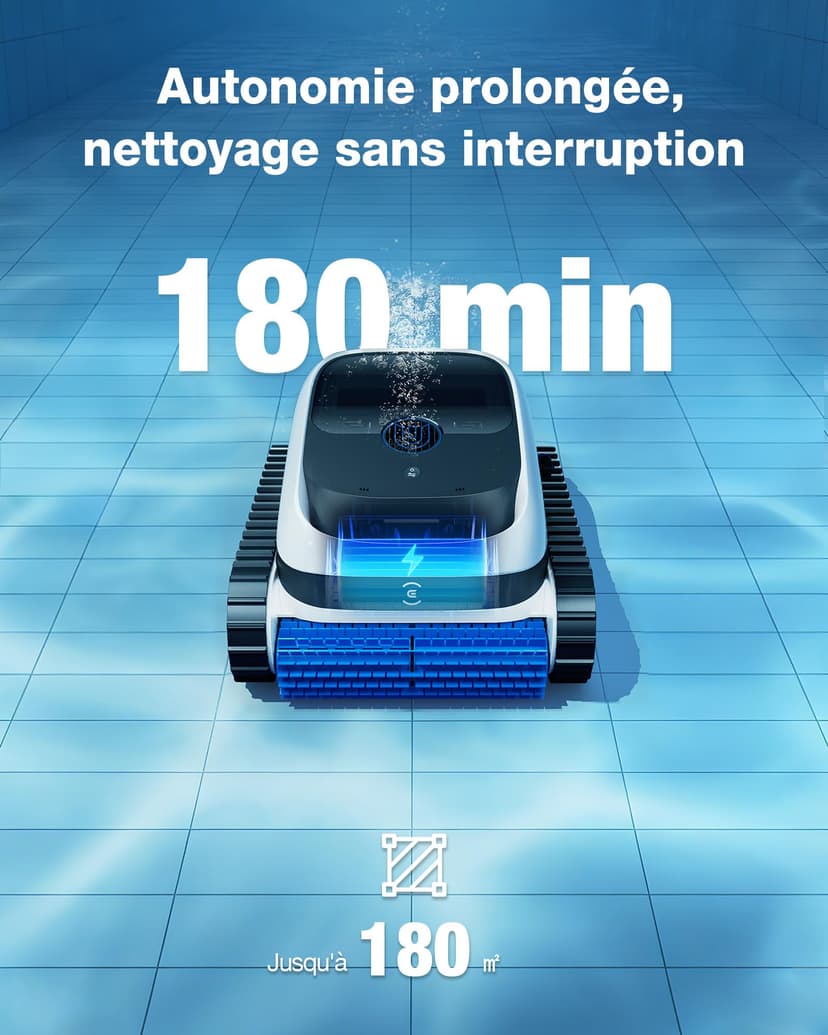 ECOVACS Ultramarine P1 Robot Piscine Nettoyage Fond et parois, Aspirateur Piscine 180 Min, 180 m², Aspiration UltraPure 300 L/Min, Application, Filtre Double Couche, Navigation SmartNavi - 5