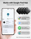 Android Smart Tag, Tracker Compatible with Google's Find Hub (Android Only), IP68 Waterproof, Bluetooth Locator for Keys/Luggage/Wallets, 4 Black - 2