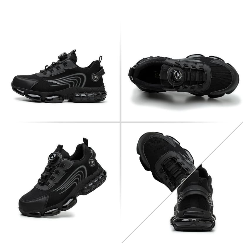 GemChve Chaussures de Sécurité Hommes Femmes Basket Légère Respirante Travail Antidérapante avec Embout en Acier Black 43 EU - 2