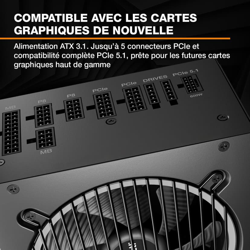 be quiet! Pure Power 13 M 1000W Bloc d’Alimentation, Certification 80 Plus® Gold, Alimentation ATX 3.1, pour Les Cartes Graphiques PCIe 5.1, Ventilateur Semi-Passif 120 mm signé be quiet! - 4