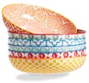 ONEMORE 36oz Colorful Pasta Bowls Set of 6 - Microwavable Oven and Dishwasher Safe Ceramic Shallow Bowl for Dinner, Soup, Assorted Colors - 1