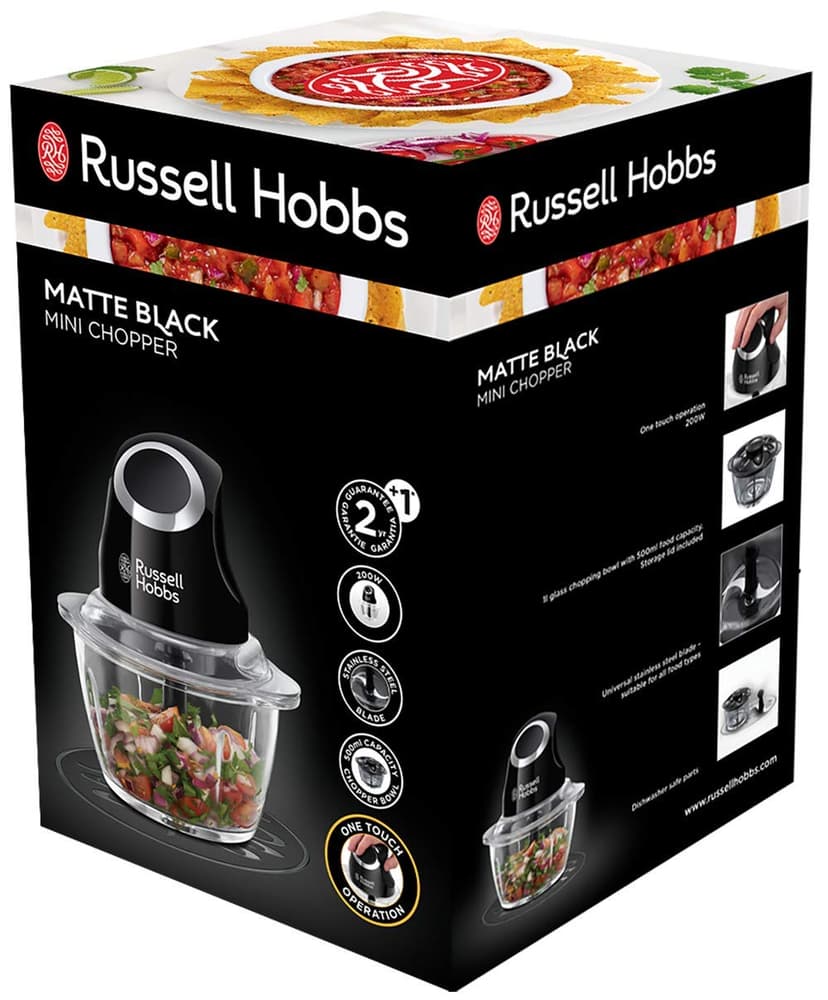 Russell Hobbs Electric Mini Chopper, 500 ml, Black (Food Processor, Universal Chopper for Vegetables, Fruits and Meat) - 2