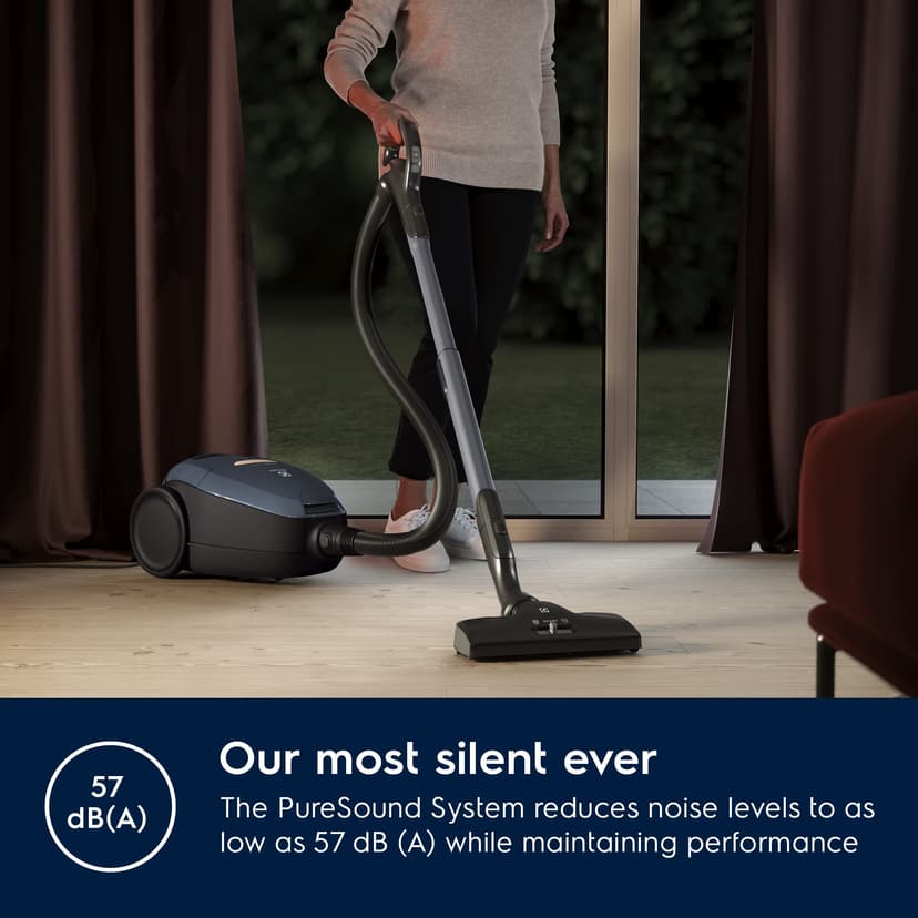 Electrolux Pure D8, Commandes à Distance, Aspirateur Traineau avec Sac, Ultra Silencieux, 57dB, Puissance Automatique Intelligente, Poignée avec Commandes et Affichage LED, PD82-8DB, Bleu Denim - 4