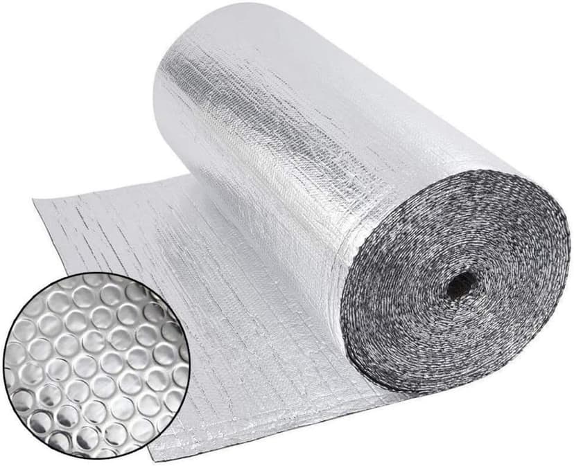Isolant Thermique 0,6x10M, Rouleau Film Aluminisé a Bulles Double Face 4mm Résistant pour Réflecteur de Chaleur et de Froid, Idéal pour Radiateur, Mur, Voiture, Fenetre - 1