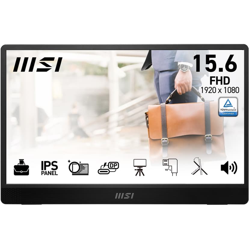 MSI Pro MP161 E2U écran Portable 15,6" Full HD - Dalle IPS 1920 x 1080, 60 Hz, écran respectueux des Yeux (PC, Portable, Mobile), HP intégrés - Mini-HDMI 2.0b, 2 x USB Type-C - 1