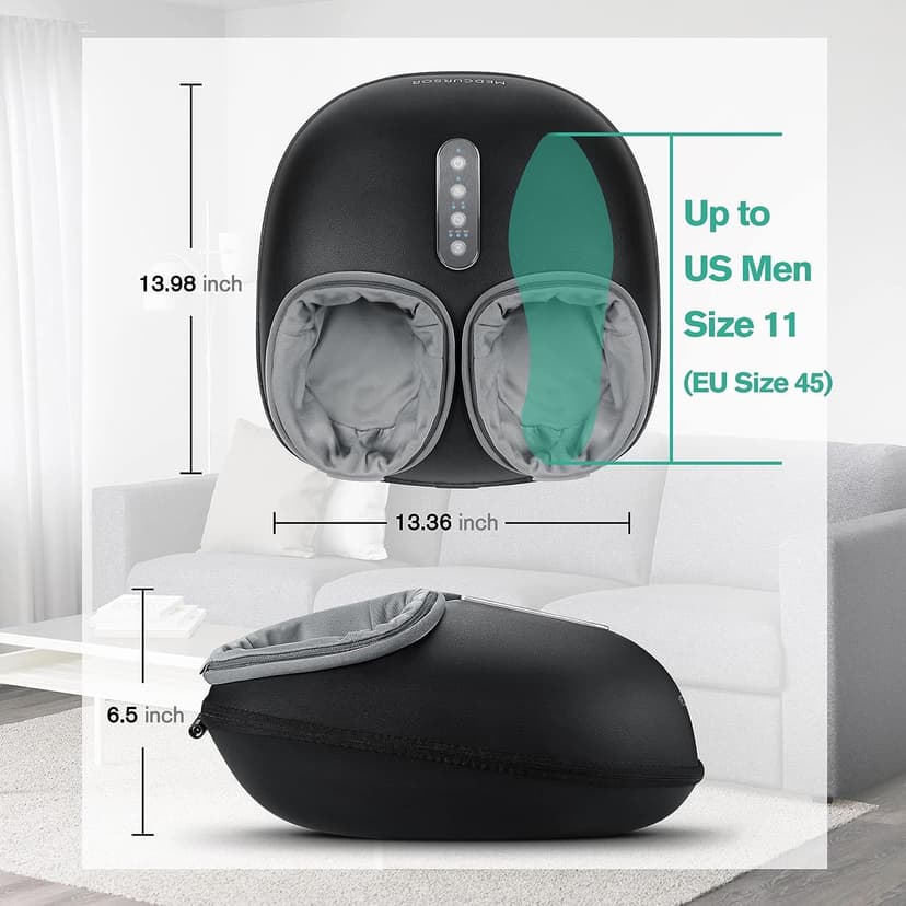 Medcursor Foot Massager Machine with Heat Function, Deep Kneading Massager, Multi-Level Settings & Adjustable Intensity for Home or Office Use (Black) - 5