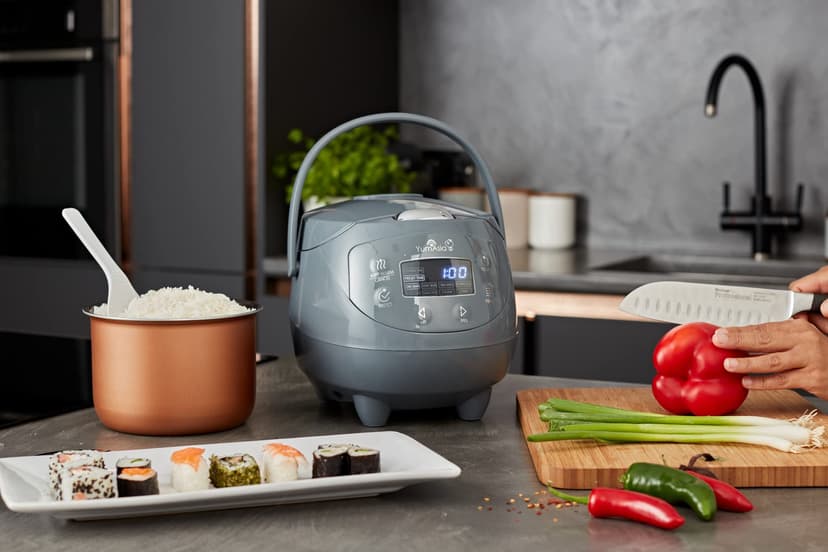 Yum Asia Panda Mini cuiseur à riz avec bol en céramique Ninja et logique floue avancée (3,5 tasses, 0,63 litre) 4 fonctions de cuisson du riz, 4 fonctions multicuiseur, 220-240V (Cobalt Grey) - 6