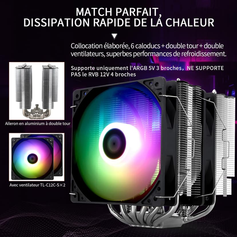 Thermalright Peerless Assassin 120 SE ARGB CPU Air Cooler, 6 Heatpipes CPU Cooler, Dual 120mm TL-C12C-S PWM Fan, Aluminium Heatsink Cover, AGHP, for AMD AM4 AM5/Intel 1700/1150/1151/1200 - 2