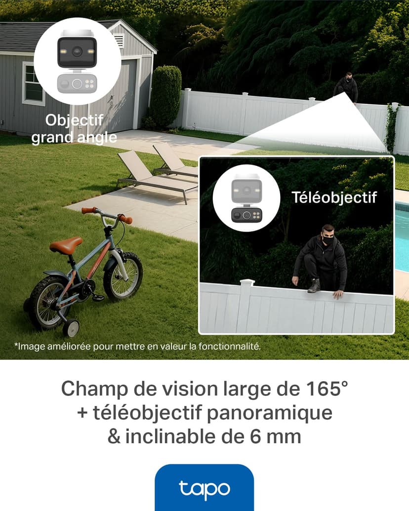 Tapo C645D Outdoor Wifi Camera Kit with Solar Panel, 2K Dual Lens, 360° Covers 2 Areas Together, Backup Battery, 10,000 mAh, Color Night Vision, Tracking/AI Detection, IP65 - 4