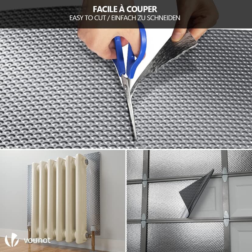 VOUNOT® Insulation Roll Radiator Foil 10m x 60cm x 3mm, Double Aluminum Bubble Heat Thermal Reflector Panels - 5