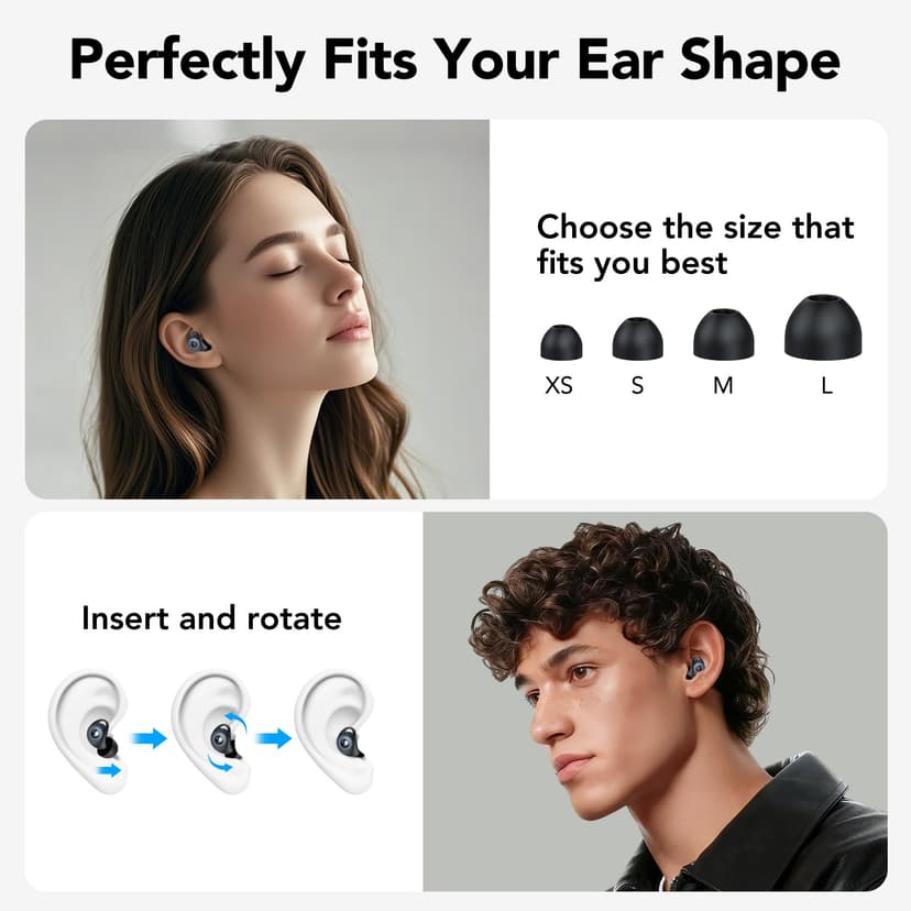 Bouchon D'oreille Pour Dormir, Anti-Bruit 45 dB, Bouchons Réutilisables en Silicone Souple et Ergonomiques, 4 Tailles (XS/S/M/L), Adaptés Pour Dormir/Voyager/Se Concentrer/Concert - 5