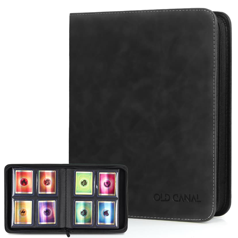 Old Canal Classeur Top Loader, Classeur Carte de 4 Poches de 112 Top Loaders, Album de Top Loader avec Fermeture éclair de et Durable, Rangement Carte pour MTG, TCG, Noir (UNIQUEMENT POUR TOP LOADERS) - 8