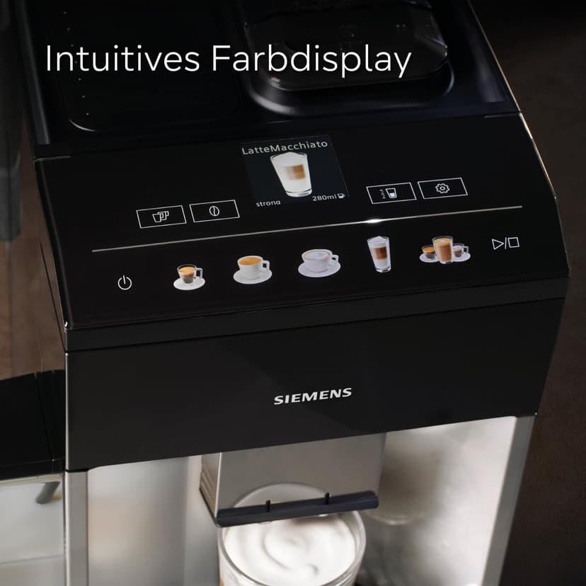 Siemens Fully Automatic Coffee Machine, EQ500 Integral, 10 Specialities, 2 Cups Simultaneously, Water Tank 1.9 L, Includes Brita Water Filter, Daylight Silver/Piano Lacquer Black - 3