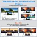 KVM Commutateur 2 PC 2 moniteurs HDMI USB C Double moniteur USB 3.0 Type C Commutateur 4K @ 60Hz pour 2 ordinateurs, clavier et souris Utilisation commune - 3