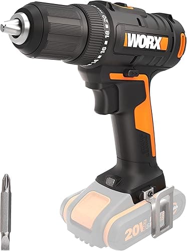 WORX Cordless Drill 20V WX108.9, Max Torque of 40Nm, Chuck φ13mm, Ideal for Small Jobs, 2 Variable Speeds, Compact and Light, No Battery or Charger