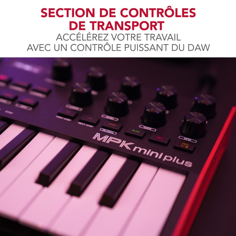 Akai Professional MPK Mini Plus - Clavier MIDI USB à 37 Touches avec Huit Pads MPC, Molettes, Logiciel de Production et Native Instruments Sound Package - 6