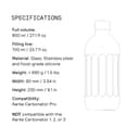 aarke Bouteille [uniquement compatible avec le carbonator PRO] en Verre pour Machine à Soda Carbonator Pro, détails en Acier, 80cl - 7
