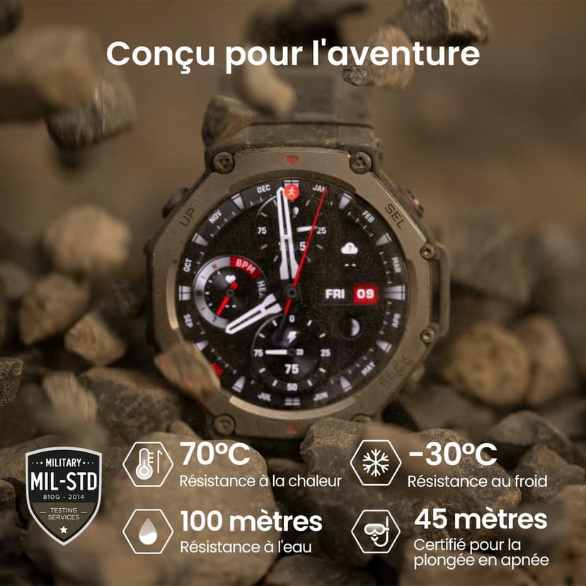Amazfit T-Rex 3 Outdoor Smartwatch 48mm Écran AMOLED, Cartes et Navigation Hors Ligne, GPS Double Bande à 6 Systèmes Satellites, Autonomie de 27 Jours, Paiement NFC, 170 Modes Sportifs pour Aventure - 4