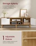 VASAGLE TV Stand Unit, Entertainment Center with Adjustable Shelf, for 65 Inch TVs, 147 cm Long Media Console Table, Transitional Style, for Living Room, Bedroom, Natural Oak and Cream White LTV556Y01 - 3