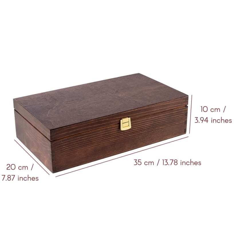 Creative Deco Brown Wooden Wine Box with Clasp | 2 Bottles | 35x20x10cm (+- 1 cm) | Natural Wood Wine Holder Bottle Easter Gift Storage Box Chest | Presentation Box - 2