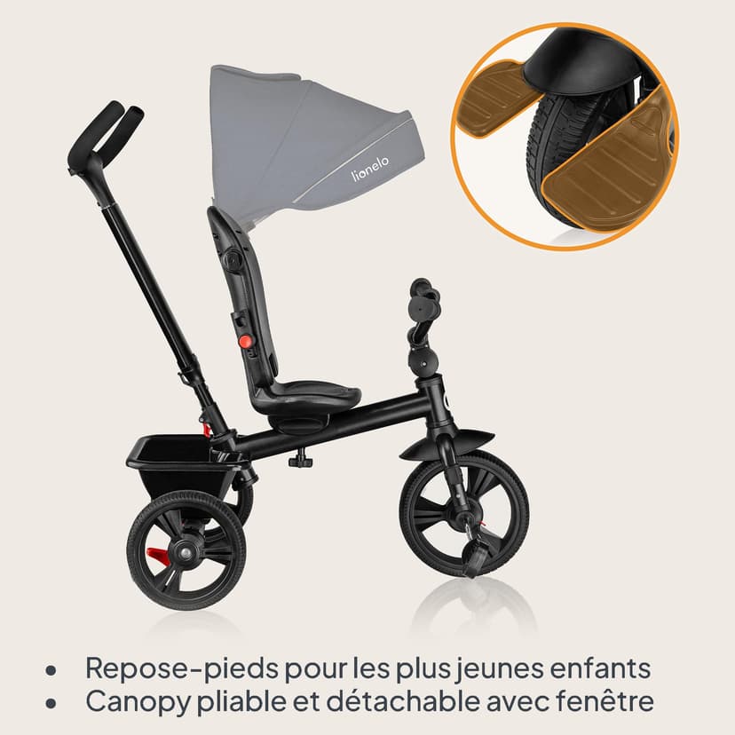 LIONELO Haari Tricycle bébé évolutif jusqu'à 25 kg, vélo de Marche vélo pour Les Enfants Plus âgés, siège réversible, Grand Panier Sac, Porte-gobelet, Roue Libre - 5
