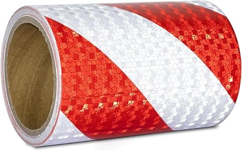 XFXIA Reflective Tape Red & White 5.9" X33ft Waterproof Reflective Tape Self-adhesive Warning Tape Safety Tape-Conspicuous Warning Tape for Vehicles, Cars, Trailers, Outdoors