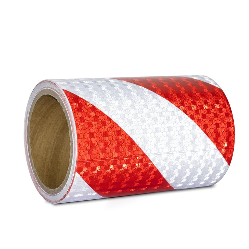 XFXIA Reflective Tape Red & White 5.9" X33ft Waterproof Reflective Tape Self-adhesive Warning Tape Safety Tape-Conspicuous Warning Tape for Vehicles, Cars, Trailers, Outdoors - 1