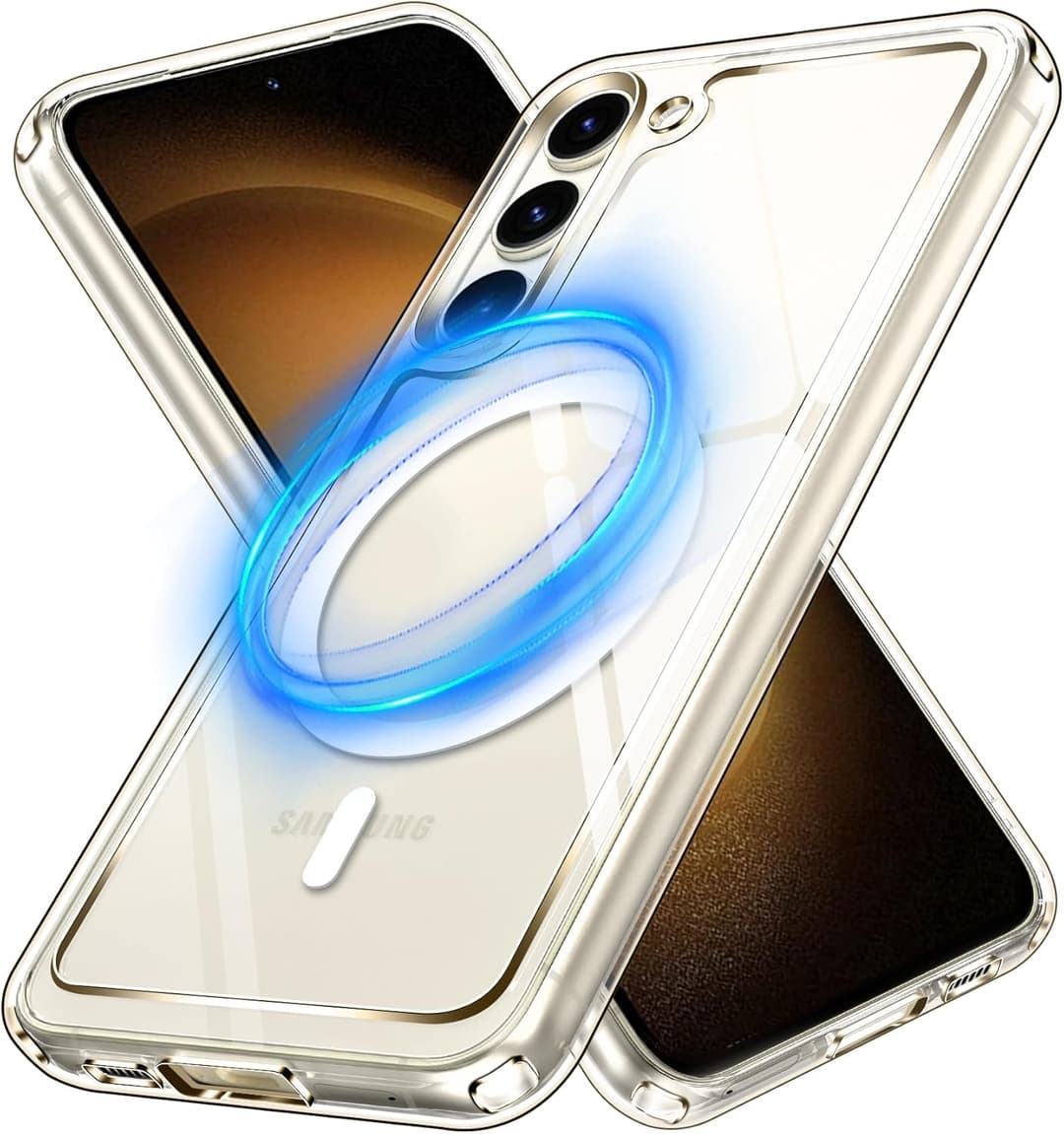 iVoler Clear Magnetic Cover for Samsung Galaxy S23 5G, MagSafe Compatible, [Anti-Yellowing] [Shockproof Military Grade] Transparent Slim Anti-Scratch Hard PC Case