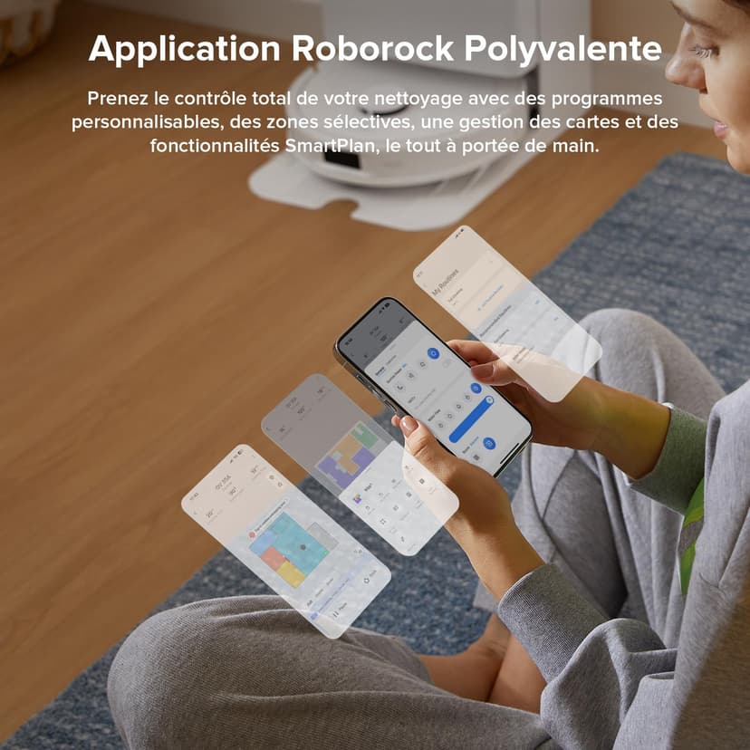 roborock QV 35A Set Aspirateur Robot Laveur, 8000Pa HyperForce, Station Multifonctionnelle, Serpillière Rotative 200 TR/Min & Relevable 10mm, Anti-enchevêtrement, Évitement d'obstacles, Cartographie - 9