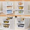 caktraie Organizador de armario plegable, paquete de 8 cajas de almacenamiento apilables, cesta de almacenamiento de plástico, almacenamiento plegable para armario, cocina, baño, color blanco - 5